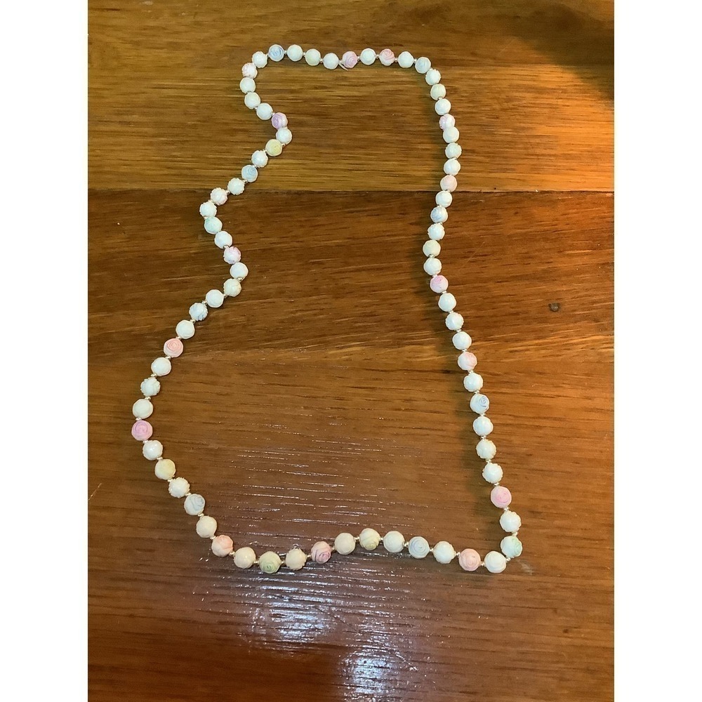 Vintage Rose‎ Beaded Pastel Colored Necklace - Picture 2 of 2